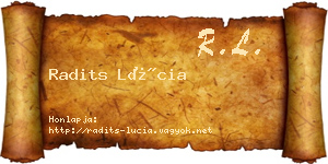 Radits Lúcia névjegykártya